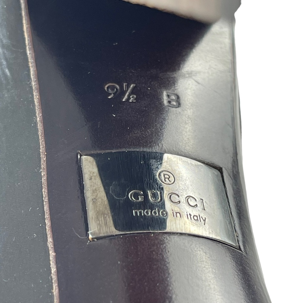 Gucci Black Leather Round-Toe Block Heel Pumps - Picture 12 of 13